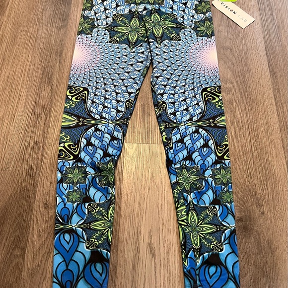 Vision Lab Art Phil Lewis RARE! Leggings Blue Mystic Cosmo Yoga Sz M - Picture 2 of 5